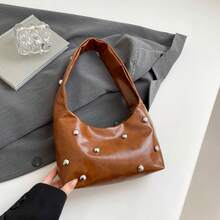 Bolso de mano moderno y versátil para mujer, estilo casual elegante con un toque de alta gama, bolso de hombro estiloso ideal para ir de compras, bolso vintage de alta gama para mujer, nuevo bolso de hombro con remaches para mujer primavera 2026, bolso de mano para ir al trabajo. - Negro - Ver 10