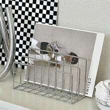 Modern Metal Bookshelf With 3-Tier Storage Baskets, Minimalist Iron Desktop Organizer, Desktop Storage Rack, Bookshelf Storage Rack, Multifunctional Magazine And Newspaper Storage Box, Suitable For Home Office Storage And Decoration - Multicolor - View 8