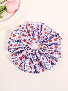 1pc Fruit Pattern Elastic Hair Scrunchie, Versatile Oversized Elastic Hair Tie Hair Accessory Ponytail - Multicolor - View 9