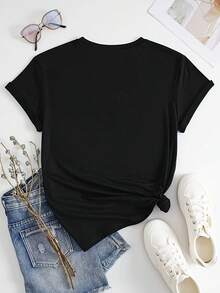 VivaGlam-Camiseta con estampado de "God Happy" - Negro - Ver 4