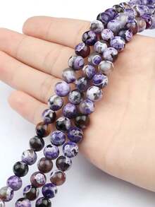6/8/10mm Purple Coffee Fire Agate Natural Stone Onyx Round Loose Spacer Beads For Making DIY Bracelets Necklaces Friendship Gift Jewelry - Multicolor - View 7
