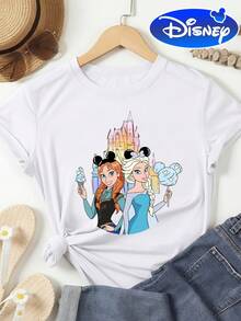 Disney Frozen Princess Elsa Anna T-Shirt - 白色 - 查看 1