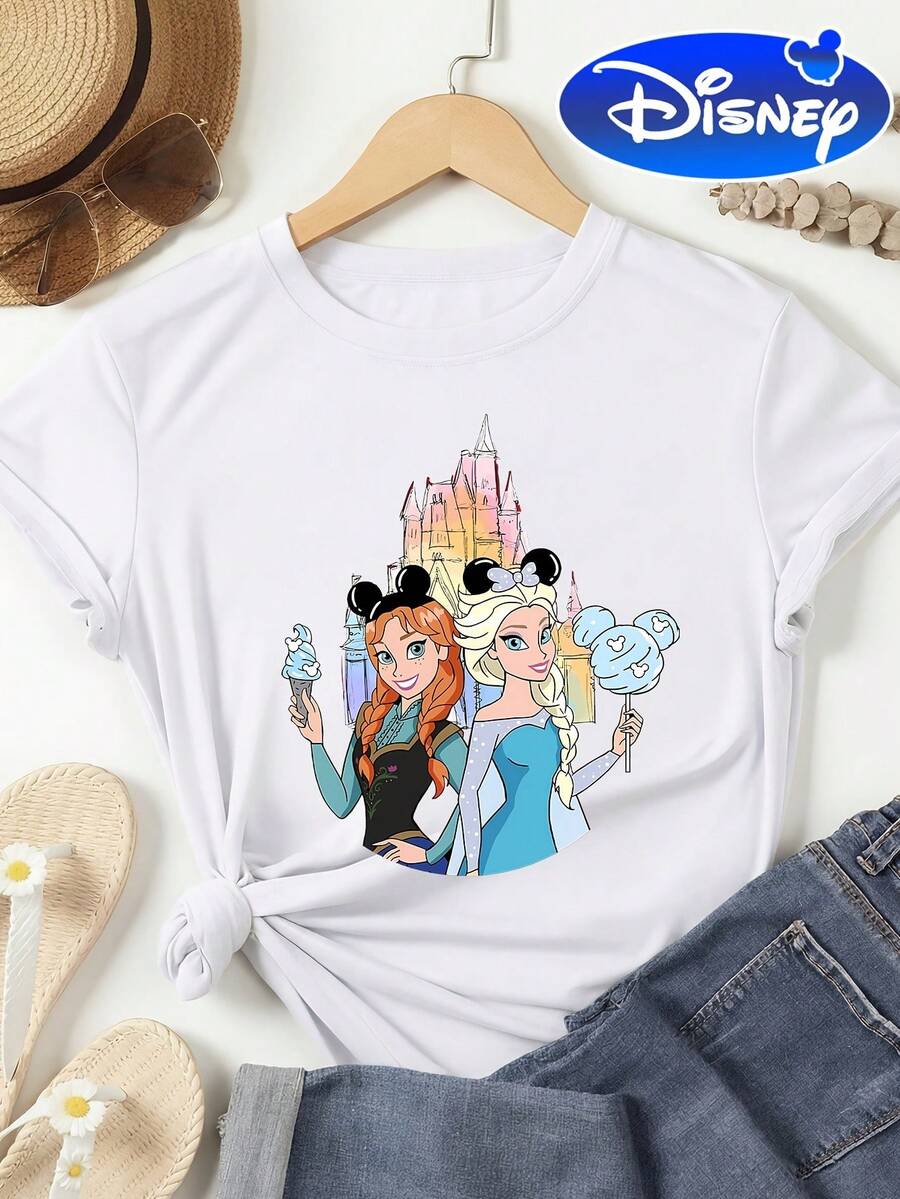 Disney Frozen Princess Elsa Anna T-Shirt - 白色 - 查看 1