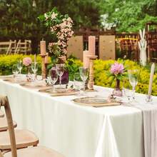 1pc Satin Tablecloth, Rectangular, Smooth Fabric, Peach Color, Suitable For Weddings, Banquets, Parties - Ivory - View 6