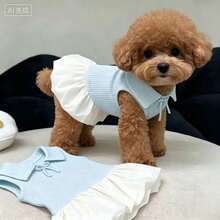 1pc Pet Dog Lightweight, Comfortable Bow Tie Dress, Cute Summer Outfit For Toy Poodle, Teddy Bear Small Dogs - Baby Blue - View 5