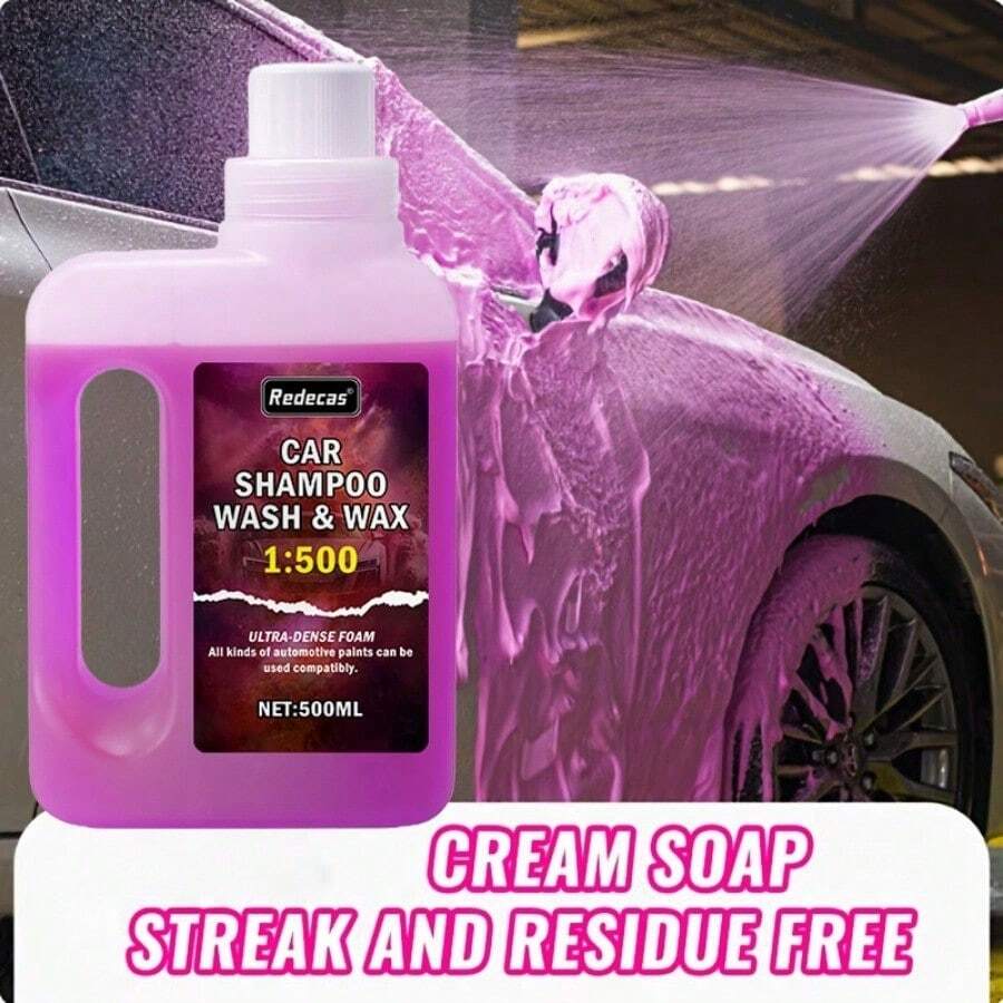 Cairan Pencuci Mobil Berbusa Warna Pink 500ml, Lilin Pencuci Mobil Berbusa Konsentrasi Tinggi, Membangun dan Memulihkan Lapisan Keramik, Kaya Sabun Berbusa, Untuk Menutrisi dan Melindungi Cat Mobil, Perawatan Lengkap, Cocok untuk Semua Jenis Kendaraan, Perlengkapan Cuci Mobil