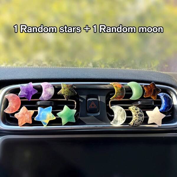 Crystal Star & Moon Car Air Vent Clip, Car Vent Decor, Christmas Gift