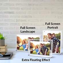 Magnetic Acrylic Picture Photo Frame 5x7 Inch 3 Pack,Clear Glass Like, Double Sided Frameless Desktop Floating Display, Free Standing, Easy To Change - Clear - View 3
