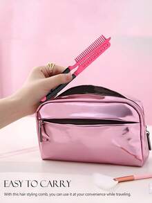 1pc V-Shaped Clip Hair Comb, Home Hair Styling Comb, Straightening Comb, Hair Styling Tool For Grooming And Trimming, Plastic Detangling Styling Comb, Smooth Hair Bangs Portable Travel Folding Multi-Function Hair Comb Pocket Comb - Multicolor - View 7