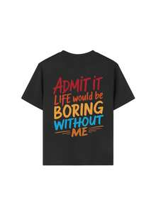 Tween Boy-Slogan Print T-Shirt, Suitable For Boys Outdoor Sports, Boys Spring/Summer Casual Versatile Top - Black - View 6