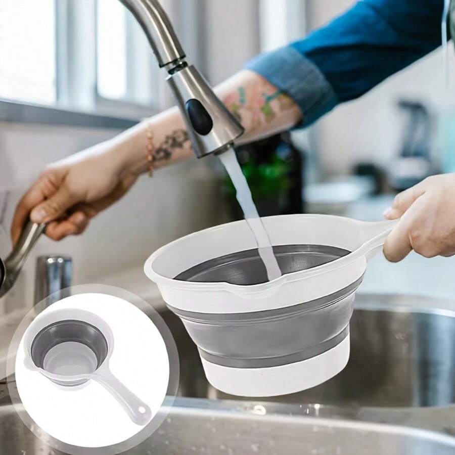 2个装可折叠水桶/水勺/舀水器 - 便携式可折叠塑料迷你浇水桶/舀水器，适用于厨房、浴室、洗车、钓鱼、园艺 - 轻便省空间，适用于露营、船只、房车 - 多功能舀水器（易于存放） - 大容量 - 查看 1