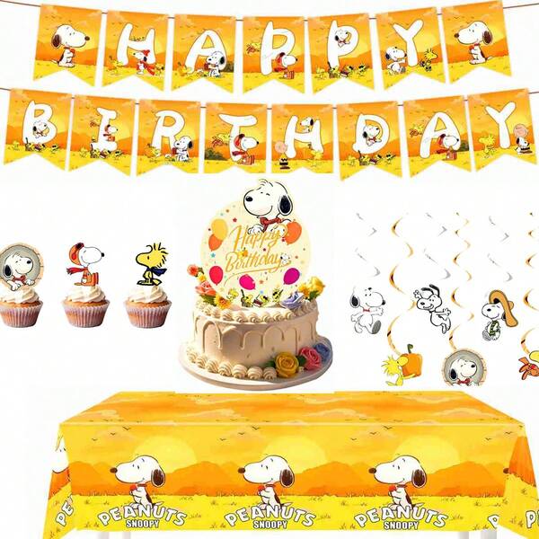 SNOOPY 1件 2026新款史努比派對用品，必備派對裝飾、飾品、橫幅裝飾、桌布，輕鬆打造精美場景。送給親友的禮物、驚喜(隨機款式)