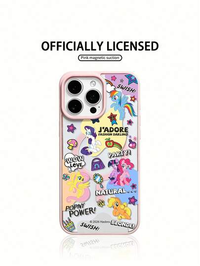  1 pieza Funda de carga inalámbrica con atracción magnética de My Little Pony, adecuada para fundas de teléfono , fundas de teléfono de regalo para vacaciones, fundas de teléfono de verano, fundas de teléfono antideslizantes, antideslizantes y antihuellas para mujeres en color rosa para iPhone 17 17Air 17pro 17promax11 12 13 14 15 16pro 16promax 14Plus 15Plus 16Plus 16pro 16promox XR