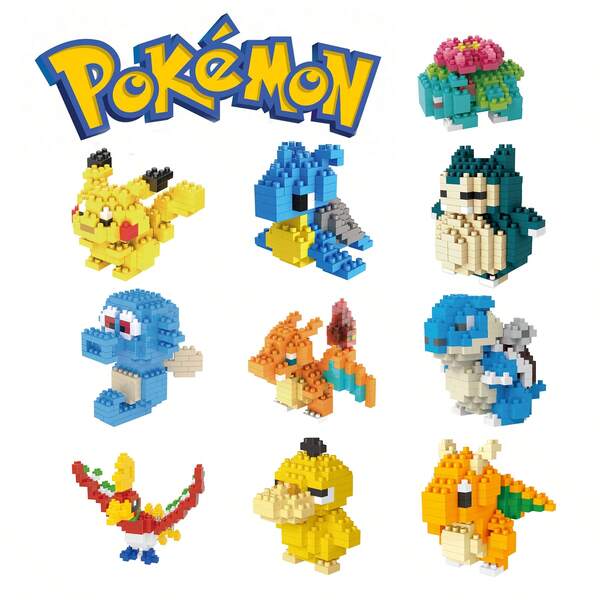 Pokémon 350PCS Building Blocks Toy, Multiple Styles Available, Educational 3D Assembly Figure Model Ornament, Suitable For Halloween / Thanksgiving / Christmas Party Decoration, Adult Stress Relief Desktop Collectible Toy