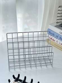 Modern Metal Bookshelf With 3-Tier Storage Baskets, Minimalist Iron Desktop Organizer, Desktop Storage Rack, Bookshelf Storage Rack, Multifunctional Magazine And Newspaper Storage Box, Suitable For Home Office Storage And Decoration - Multicolor - View 9