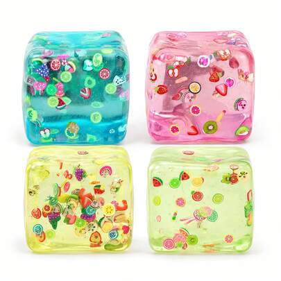 1 khối lập phương giảm căng thẳng chủ đề trái cây, được trang trí bằng những lát trái cây nhỏ bên trong, mềm mại và đàn hồi chậm. Tạo không khí tiệc trái cây mùa hè, giúp giảm lo âu hiệu quả. Thích hợp cho không gian ngoài trời và môi trường văn phòng, mang đến trải nghiệm giảm căng thẳng mọi lúc. Cũng là một vật trang trí bàn làm việc tuyệt vời, quà tặng tiệc tùng hoặc quà tặng ngày lễ!