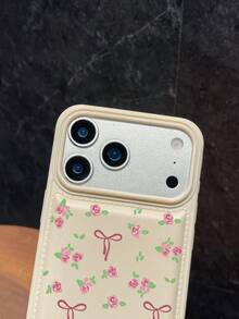 3件組蝴蝶結與愛心印花手機殼套組，可愛手機殼，仿皮革紋理防震保護殼，粉色玫瑰設計 Coquette 風格，適用於 iPhone 17/ 17 Pro/ 14/ 16/ 16 E/ 16 Plus/ 11 及 Galaxy 系列，適合 Coquette 情侶、情人節、生日、週年紀念及日常使用 - 彩色 - 查看 8