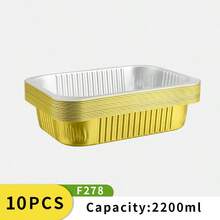 10/20pcs Berbagai Ukuran Kotak Bawa Pulang Aluminium Foil Persegi Panjang Warna Emas, Loyang Kue Aluminium Foil, Wadah Makanan, Cocok Untuk Memanggang, Memanaskan, Menyimpan, Menyiapkan Makanan Untuk di Luar Ruangan - Emas - View 19