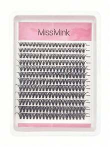 Miss Mink 30D 40D 50D Curly Soft Natural Look False Eyelashes, 8-16mm Mixed, 0.07mm D Curl, 12 Rows 240 Pieces, Waterproof Mink Hair Single Cluster 3D Precise Fit For Daily Makeup, Lightweight Portable Design Suitable For Daily Life, Parties And All Occasions - D - View 2