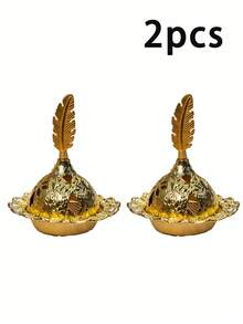 Gold-Plated Hollow Incense Holder 3 Optional Lids Luxury Home Decor Incense Burner - Multicolor - View 12