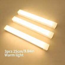 3件組 LED 感應燈條，人體感應燈，人靠近時亮起，適用於廚房、客廳、臥室、浴室、汽車感應燈、展示櫃、衣櫃，USB 電池充電式 - 3件裝 - 查看 9
