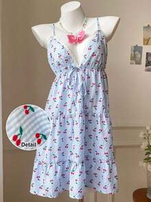Vestido corto casual de mujer con tirantes de espagueti y espalda descubierta de unicolor, para verano - Azul - Ver 8