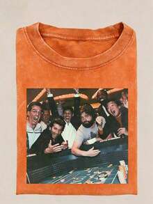Vintage Hangover Playing Poker Crewneck-Shirt, Funny TheHangover Movie Tee Boyfriend Menswear Top Streetwear - 橘色 - 查看 1