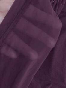 Blusa elástica de malla transparente con hombros descubiertos, para primavera/verano - Morado - Ver 6