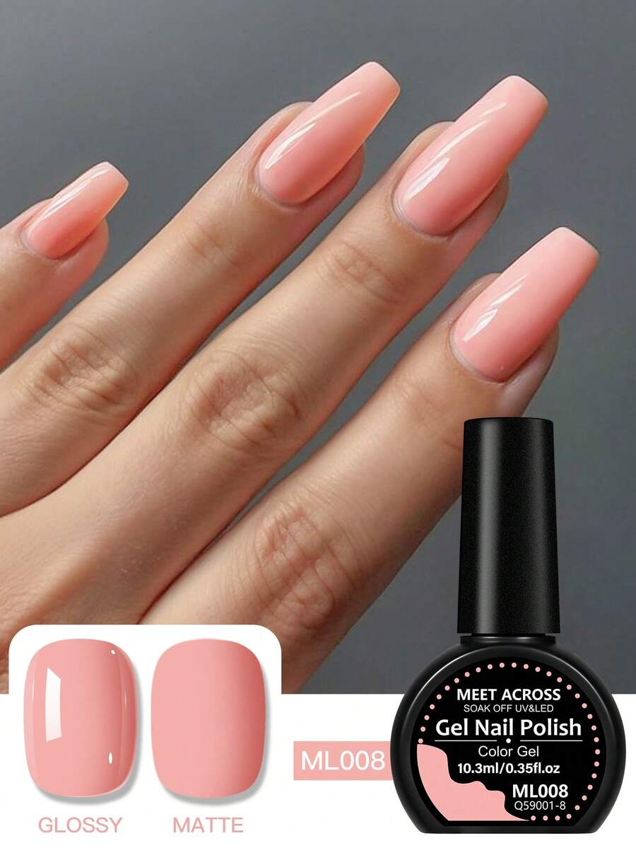 MEET ACROSS 1件 10.3ml 裸粉色凝膠指甲油,HEMA TPO-Free 半永久浸泡式 UV 凝膠指甲油,適合夏季美甲,持久,無鉛,DIY 指甲設計裝飾,指甲彩繪凝膠指甲油,適用於沙龍和居家美甲護理產品 - 粉色 - 查看 1