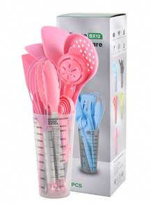 16pcs Silicone Kitchenware Set, Non-Stick Cookware, Heat Resistant, Easy To Clean, Cooking & Baking Utensils, Measuring Cup & Spoon, Spatula - Multicolor - View 16