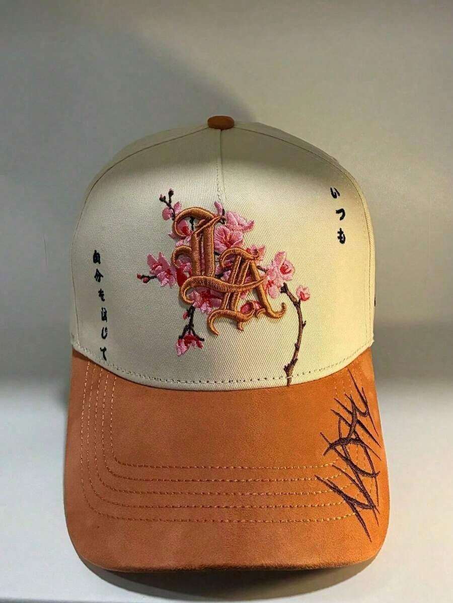 Gorra de béisbol de edición limitada de con bordado de letras y diseño único, visera curvada con inserción de malla, gorra unisex de estilo urbano. - Beis - Ver 1