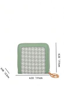 Cartera de mujer con estampado de pata de gallo en relieve, con múltiples ranuras para tarjetas y compartimento para efectivo - Verde - Ver 5