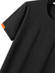 Vancamel Pulse Men's Short Sleeve Mesh Breathable Loose Lightweight Sports T-Shirt, Solid Color Versatile Casual Home & Leisure Tee For Daily Workout And Commute - Black - View 5