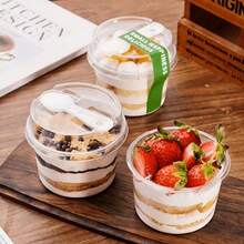50pcs Transparent Dessert Cake Cups, Lightweight Ins Style Baking Packaging Boxes, Fresh Disposable Snack Containers, Transparent Material With Lid Design Sturdy And Deformation-Resistant, Suitable For Mousse Cakes, Fruit Bowls, Pudding Portioning And More, Simple Transparent Appearance With Refreshing Vibe, Essential Baking Packaging Supplies, Round Cup Shape Fits Most Dessert Sizes - Transparent - View 2