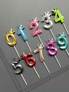 1件創意彩色皇冠數字生日蠟燭，彩色派對裝飾蠟燭 - 查看 8
