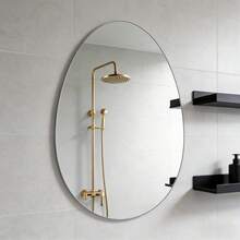 1 pieza Espejo de pared de acrílico transparente sin marco en forma de pera de alta definición para decoración de baño, adecuado para el hogar, habitación de niños, jardín de infancia, restaurante temático y baño - Plateado - Ver 6