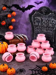 6 Pieces Mini Cauldron Set, Halloween Black Magic Cauldrons, Witch Cauldron Party Supplies (Non-Food Contact Utensils) Share - Color - View 6