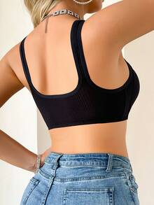 2pcs Wire-Free Front-Closure Bra - With Fixed Padding - Designed For C-E Cups | Natural Shape - Black - View 6