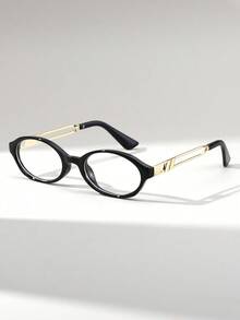 Visivana 1 Pair Women's Cat Eye Small Frame Metal Leg Personalized Retro Street Style Non-Prescription Glasses, Suitable For Daily Outfit Accessories - Clear - View 3