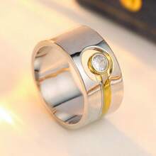 Bohemian Dual-Tone Ring Inlaid With Round Synthetic Cubic Zirconia, Ideal For Travel And Casual Daily Wear - Two-color - View 6