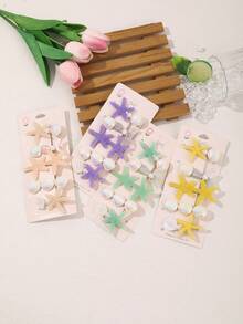 1 Set Cute Ocean Elements Hair Clips, Sweet Girl's Starfish Shell Pearl Decor Hair Clips, Suitable For Daily, Beach, Vacation, Side Bangs Clips, Exquisite Hair Accessories - Multicolor - View 1