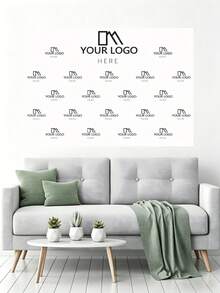 1 pieza Fondo de diseño de logotipo personalizado, adecuado para eventos empresariales, festivales, accesorios de pancarta personalizados, material de vinilo portátil de colores, para familia, telón de fondo de repetición, decoraciones de fiesta, boda - Sección B - Ver 7
