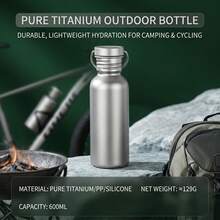 1pc Titanium Outdoor Camping Water Bottle, Leak-Proof Portable Bicycle Water Cup, Sandblasted Finish - Silver - View 3