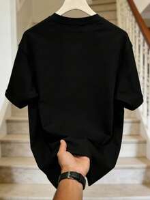 Men's Summer Casual Soft Round Neck Short Sleeve T-Shirt,Print Graphic For Spring And Summer. - Black - View 3