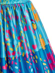 3PCS Girls Dress Set, Children Short Sleeve Princess Dress, Girls Costume Dress Up, Kids Printed Dress Cute Dress, Holiday Celebration Gown (With Bag) - Blue - View 4