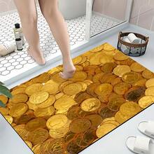 1 Stück Heimdekoration, mit Münzenmuster Muster, Silikon-Gel-Teppich, leicht zu reinigen, 3D-bedrucktes Rechteck, geeignet für Eingangsbereich, Wohnzimmer, Küche, Schlafzimmer, Flur, Badezimmer, Waschraum - Polyester-Teppich, geeignet für Innen- und Außendekoration Zuhause - Verschiedenfarbig - Übersicht 6