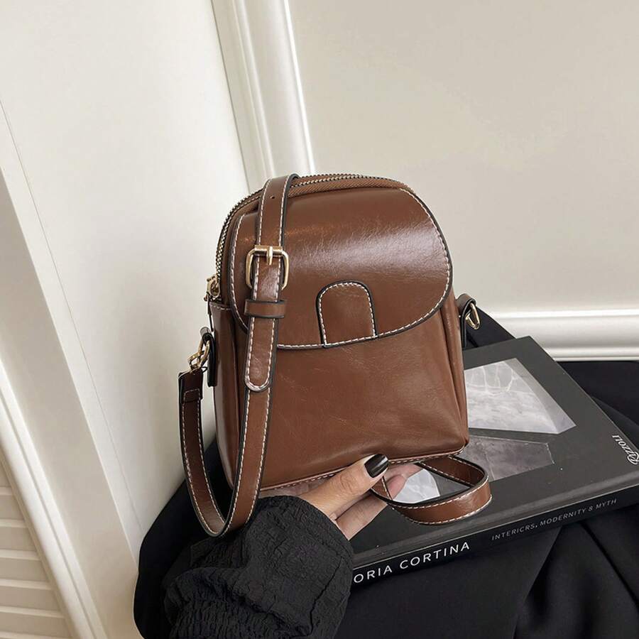 Bolso de mano moderno y versátil para mujer, estilo casual elegante con un toque de alta gama, bolso de hombro estiloso ideal para ir de compras. - Negro - Ver 1