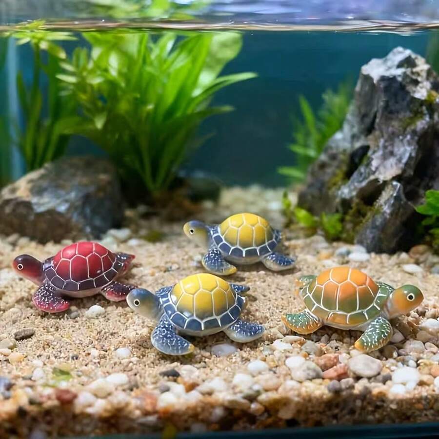 Miniatura de Tartaruga Marinha de Resina para Aquascaping: Enfeite Subaquático Fofo para Aquário, Terrário de Musgo e Suculentas – Decoração DIY de Micro Paisagem - Aquário Feliz - Visão 1