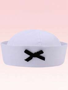 1pc New Bow Tie Nautical Cap, Cute Sun Protection Hat For Women, Summer Outdoor Sailor Hat, Large Head Circumference Beret - Multicolor - View 16