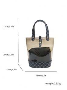New Luxury Transparent Bucket Handbag, Versatile Women Tote Bag - Black - View 3
